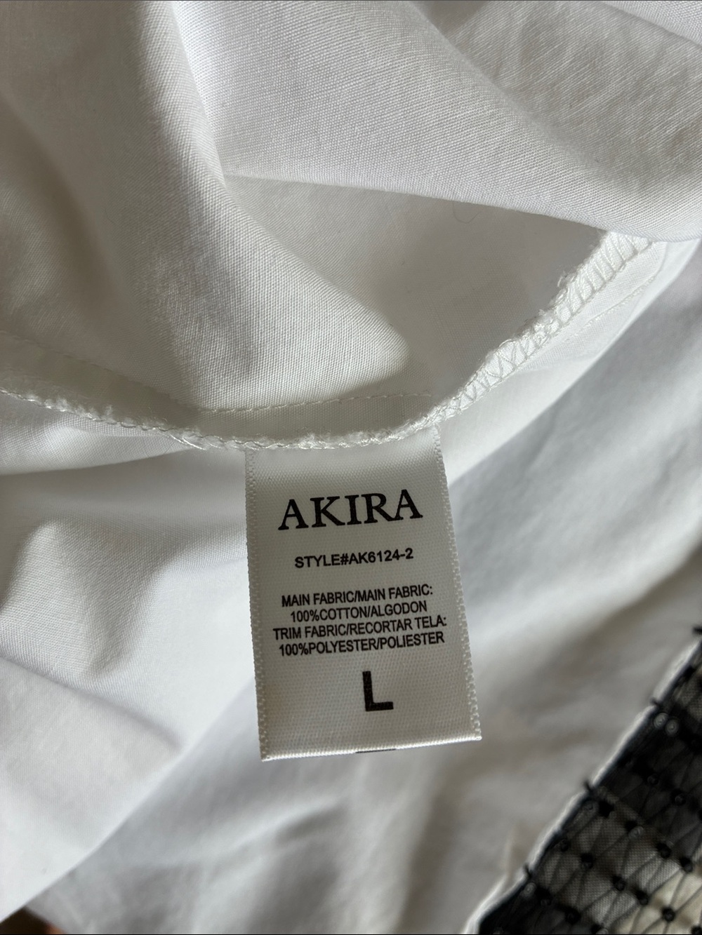 Akira sz L Bite Me Half Rhinestone Top Mesh Poplin Long Sleeve - Picture 7 of 10